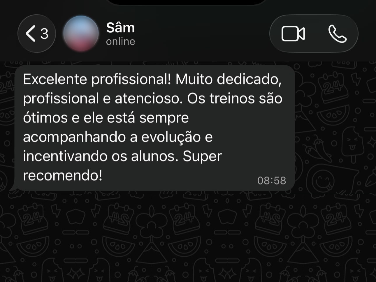 Depoimento de Sâm sobre o acompanhamento do Edu